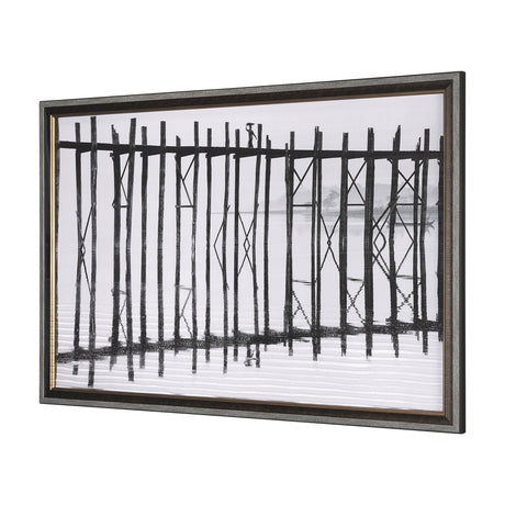 U Bein Bridge by Mercana Studio a Hand Embellished Textured Framed Photo Art Print Matted under Glas by Mercana at Eve Furniture