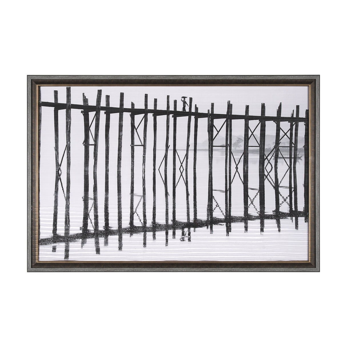 U Bein Bridge by Mercana Studio a Hand Embellished Textured Framed Photo Art Print Matted under Glas by Mercana at Eve Furniture