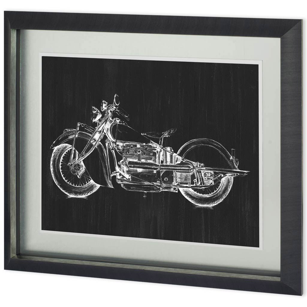 UA CH Motorcycle Graphic I by Megan Meagher Hand Embellished Framed Art Print Matted under Glass by Mercana at Eve Furniture
