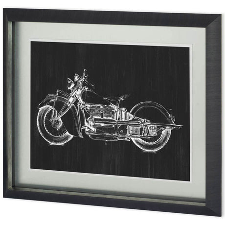 UA CH Motorcycle Graphic I by Megan Meagher Hand Embellished Framed Art Print Matted under Glass by Mercana at Eve Furniture