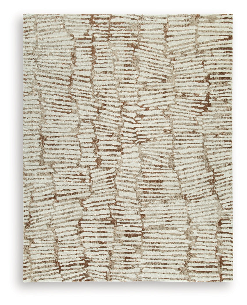 Uduak Cream/Tan/Rust Large Rug by Ashley at Eve Furniture