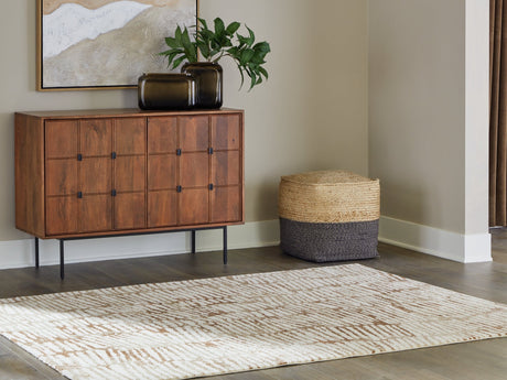 Uduak Cream/Tan/Rust Medium Rug by Ashley at Eve Furniture