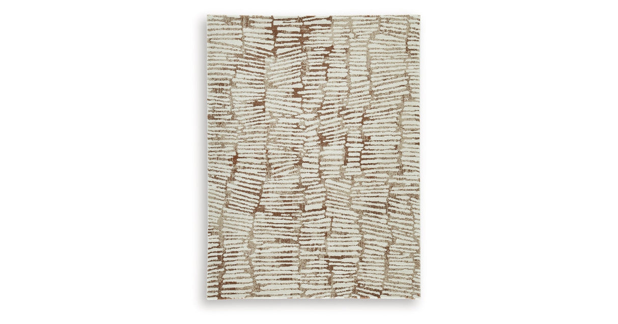 Uduak Cream/Tan/Rust Medium Rug by Ashley at Eve Furniture