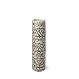 Uhura I Small Cream Black Patterned Cylindrical Vase by Mercana at Eve Furniture