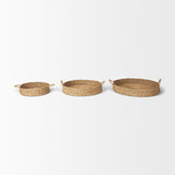 Ulana Set of 3 Round Nesting Seagrass Trays w/ Loop Handles by Mercana at Eve Furniture