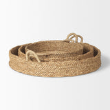 Ulana Set of 3 Round Nesting Seagrass Trays w/ Loop Handles by Mercana at Eve Furniture