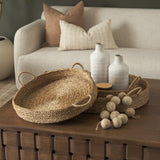 Ulana Set of 3 Round Nesting Seagrass Trays w/ Loop Handles by Mercana at Eve Furniture
