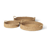 Ulana Set of 3 Round Nesting Seagrass Trays w/ Loop Handles by Mercana at Eve Furniture