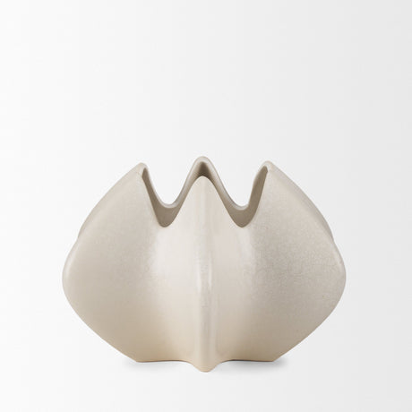 Ulrich Sculptural Cream Glazed Ceramic Vase by Mercana at Eve Furniture