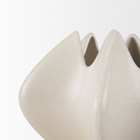 Ulrich Sculptural Cream Glazed Ceramic Vase by Mercana at Eve Furniture