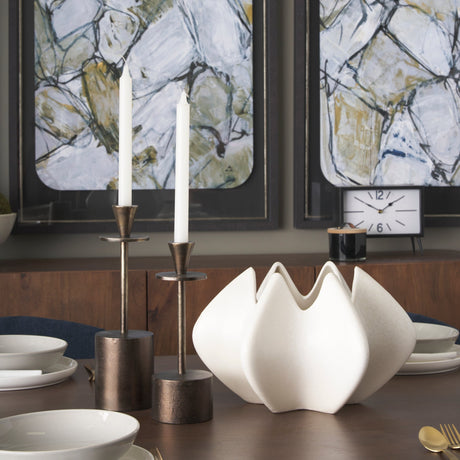 Ulrich Sculptural Cream Glazed Ceramic Vase by Mercana at Eve Furniture