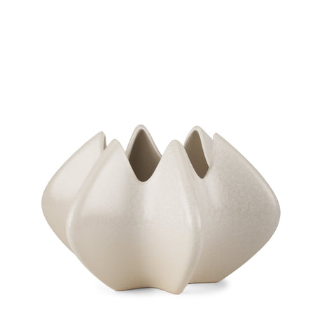 Ulrich Sculptural Cream Glazed Ceramic Vase by Mercana at Eve Furniture