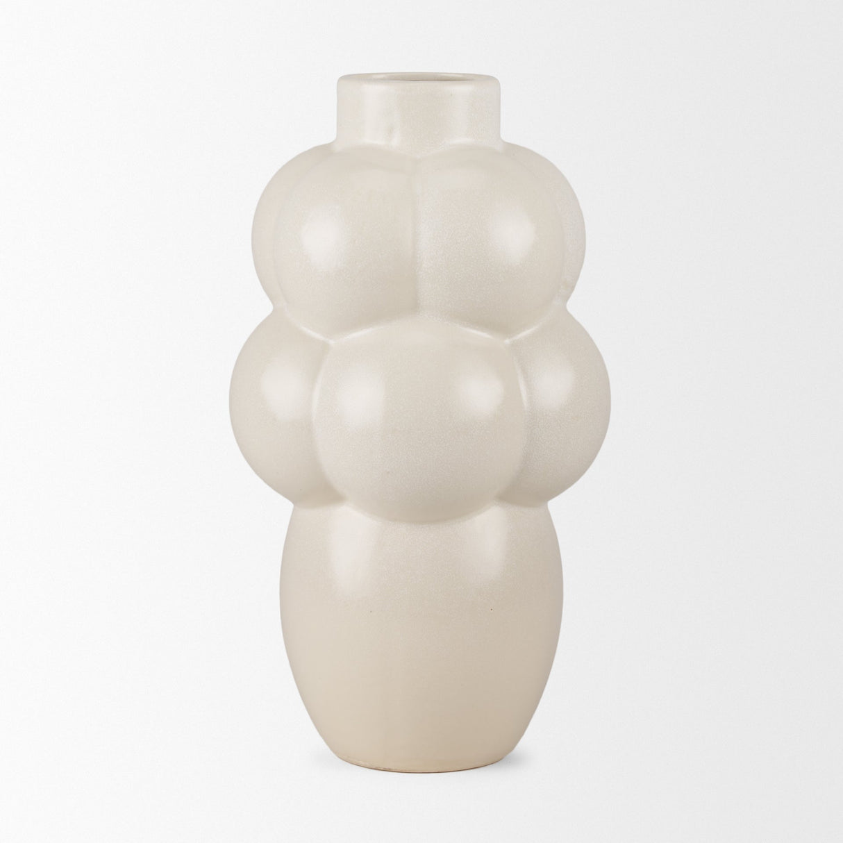 Ulvi Cream Glazed Bubble Ceramic Vase by Mercana at Eve Furniture