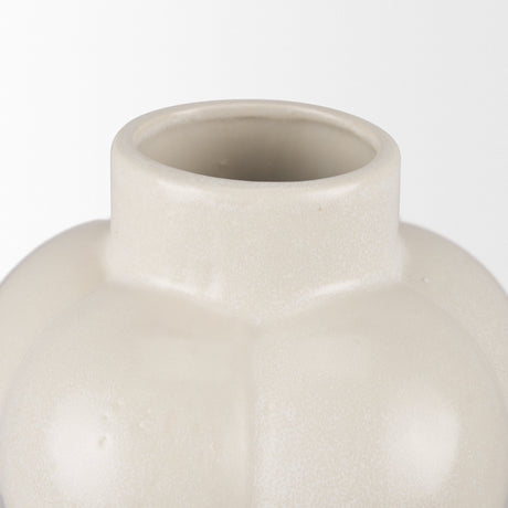 Ulvi Cream Glazed Bubble Ceramic Vase by Mercana at Eve Furniture