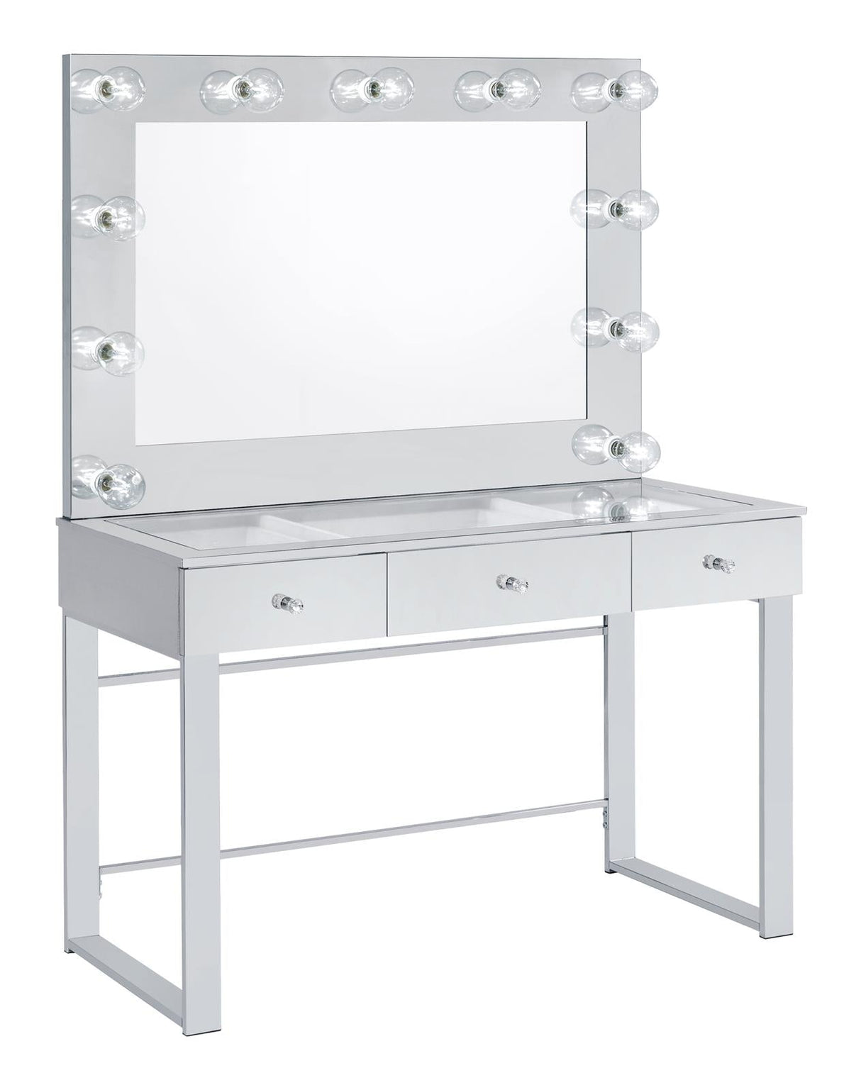 Umbridge 3-Drawer Vanity with Lighting Chrome/White