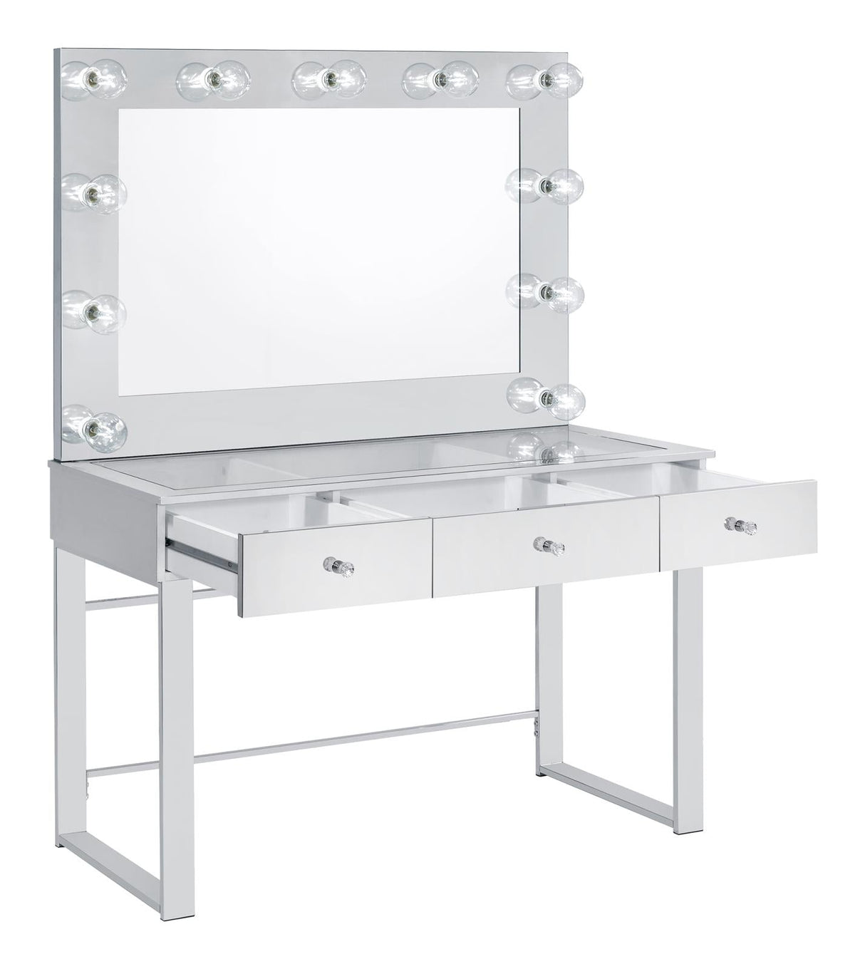 Umbridge 3-Drawer Vanity with Lighting Chrome/White