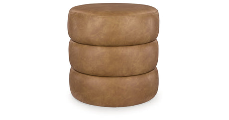 Ummi Caramel Swivel Accent Ottoman by Ashley at Eve Furniture