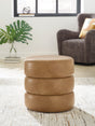 Ummi Caramel Swivel Accent Ottoman by Ashley at Eve Furniture