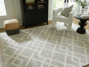 Unawick Gray/Ivory Large Rug by Ashley at Eve Furniture