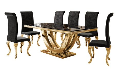 Harmony Collection black Dining Table + 6 Chair