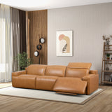 Urbana Triple PWR Tan Leather Recliner Sofa by Ashcroft Imports at Eve Furniture