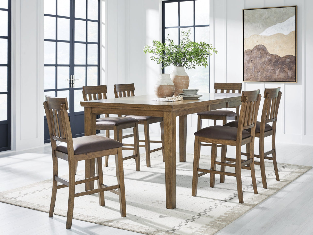 Urbinforte Counter Height Dining Table and 6 Barstools by Ashley at Eve Furniture