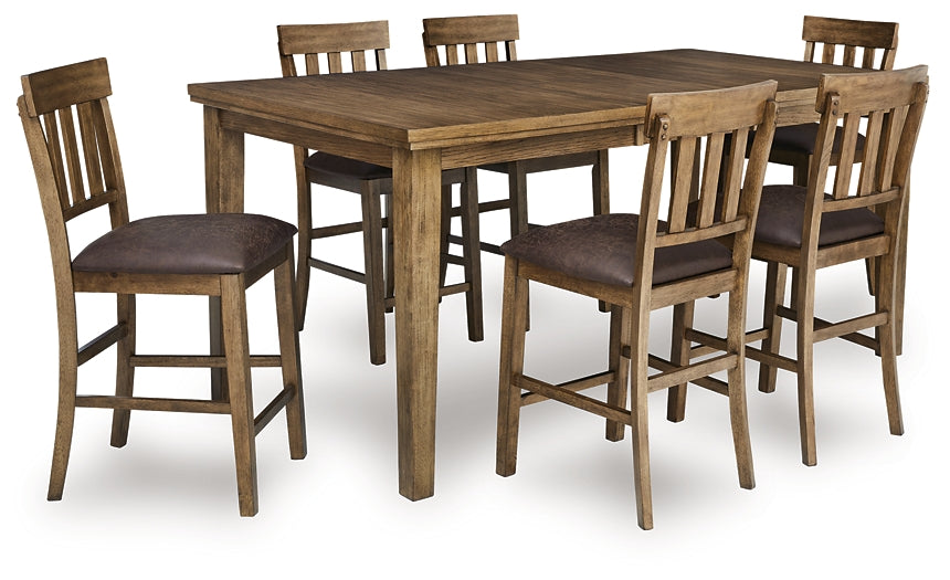 Urbinforte Counter Height Dining Table and 6 Barstools by Ashley at Eve Furniture