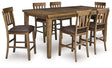 Urbinforte Counter Height Dining Table and 6 Barstools by Ashley at Eve Furniture