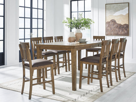 Urbinforte Counter Height Dining Table and 8 Barstools by Ashley at Eve Furniture