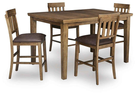 Urbinforte Light Brown Counter Height Set with Bench by Ashley at Eve Furniture