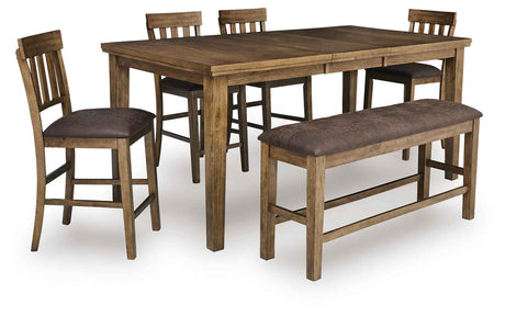 Urbinforte Light Brown Counter Height Set with Bench by Ashley at Eve Furniture