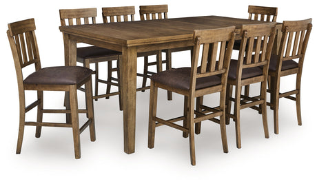 Urbinforte Light Brown Counter Height Set with Bench by Ashley at Eve Furniture