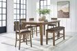 Urbinforte Light brown Counter Height Set with Bench by Ashley at Eve Furniture