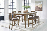 Urbinforte Light brown Counter Height Set with Bench by Ashley at Eve Furniture