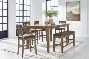 Urbinforte Light brown Counter Height Set with Bench by Ashley at Eve Furniture