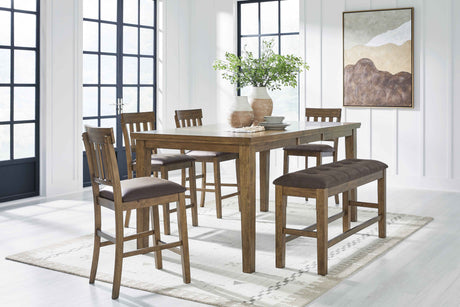 Urbinforte Light Brown Counter Height Set with Bench by Ashley at Eve Furniture