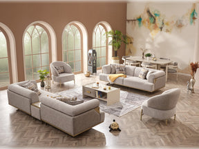 Urla 4-pieces (Sofa & Module Sofa & 2 Chair) Livingroom Set Cream by Furnia at Eve Furniture