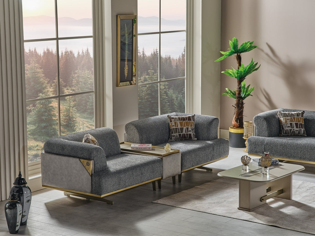 Urla 4-pieces (Sofa & Module Sofa & 2 Chair) Livingroom Set in Grey by Furnia at Eve Furniture