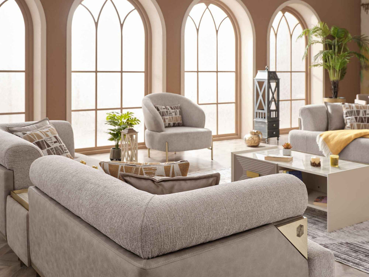 Urla Cream Stationary Module Sofa by Furnia at Eve Furniture