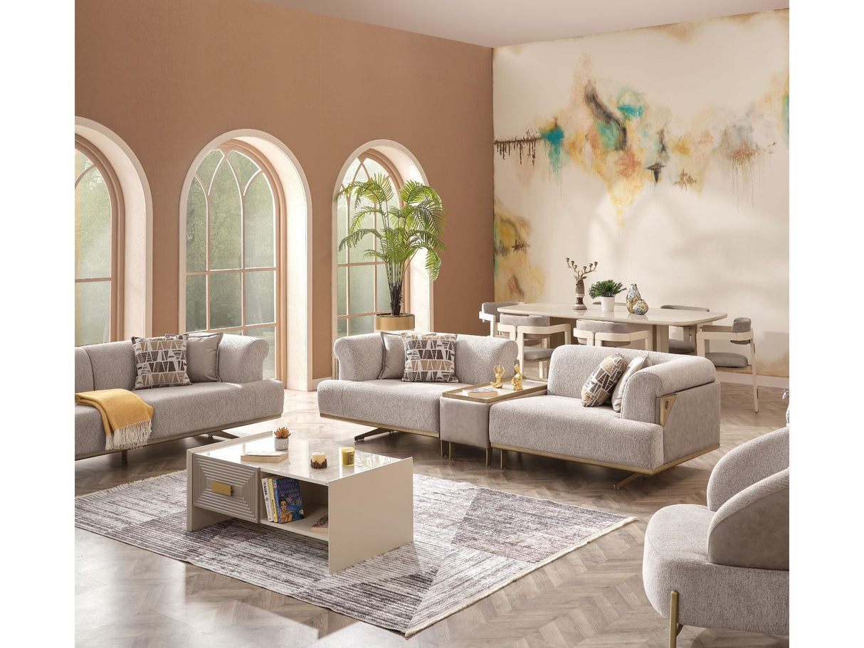 Urla Cream Stationary Sofa by Furnia at Eve Furniture