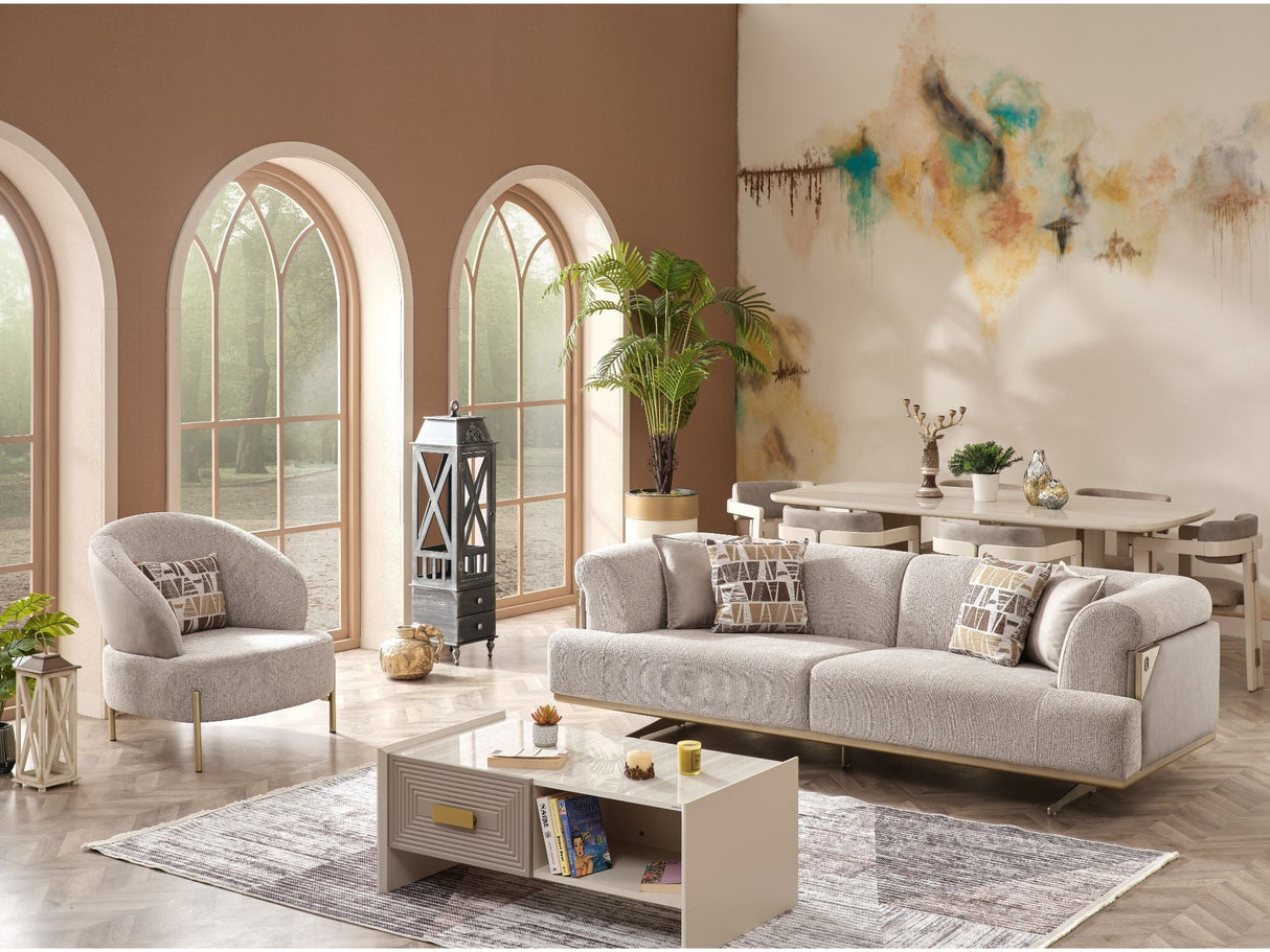 Urla Cream Stationary Sofa by Furnia at Eve Furniture