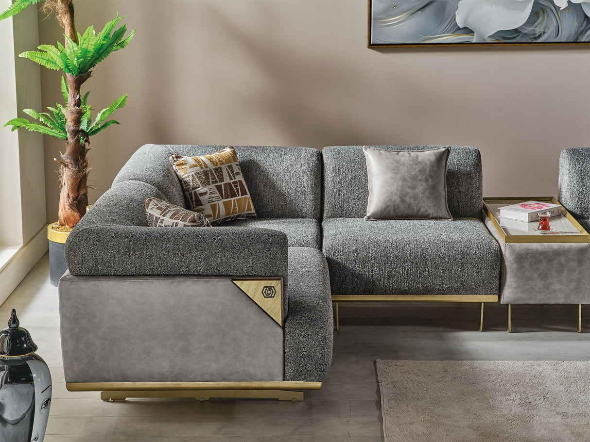 Urla Gray Modular Sectional by Furnia at Eve Furniture