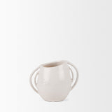 Urvi Short Off White Speckled Asymmetrical Ceramic Vase by Mercana at Eve Furniture