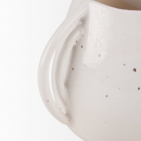 Urvi Short Off White Speckled Asymmetrical Ceramic Vase by Mercana at Eve Furniture