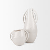Urvi Short Off White Speckled Asymmetrical Ceramic Vase by Mercana at Eve Furniture