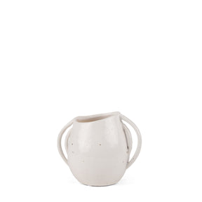 Urvi Short Off White Speckled Asymmetrical Ceramic Vase by Mercana at Eve Furniture