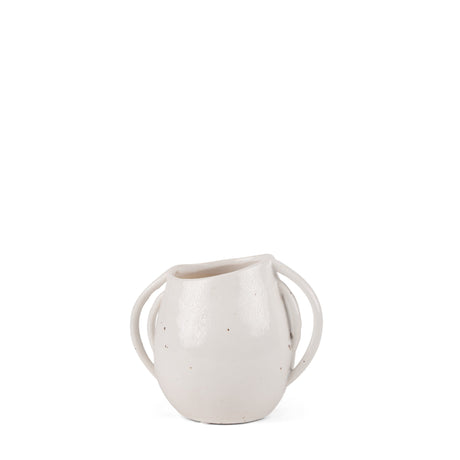 Urvi Short Off White Speckled Asymmetrical Ceramic Vase by Mercana at Eve Furniture