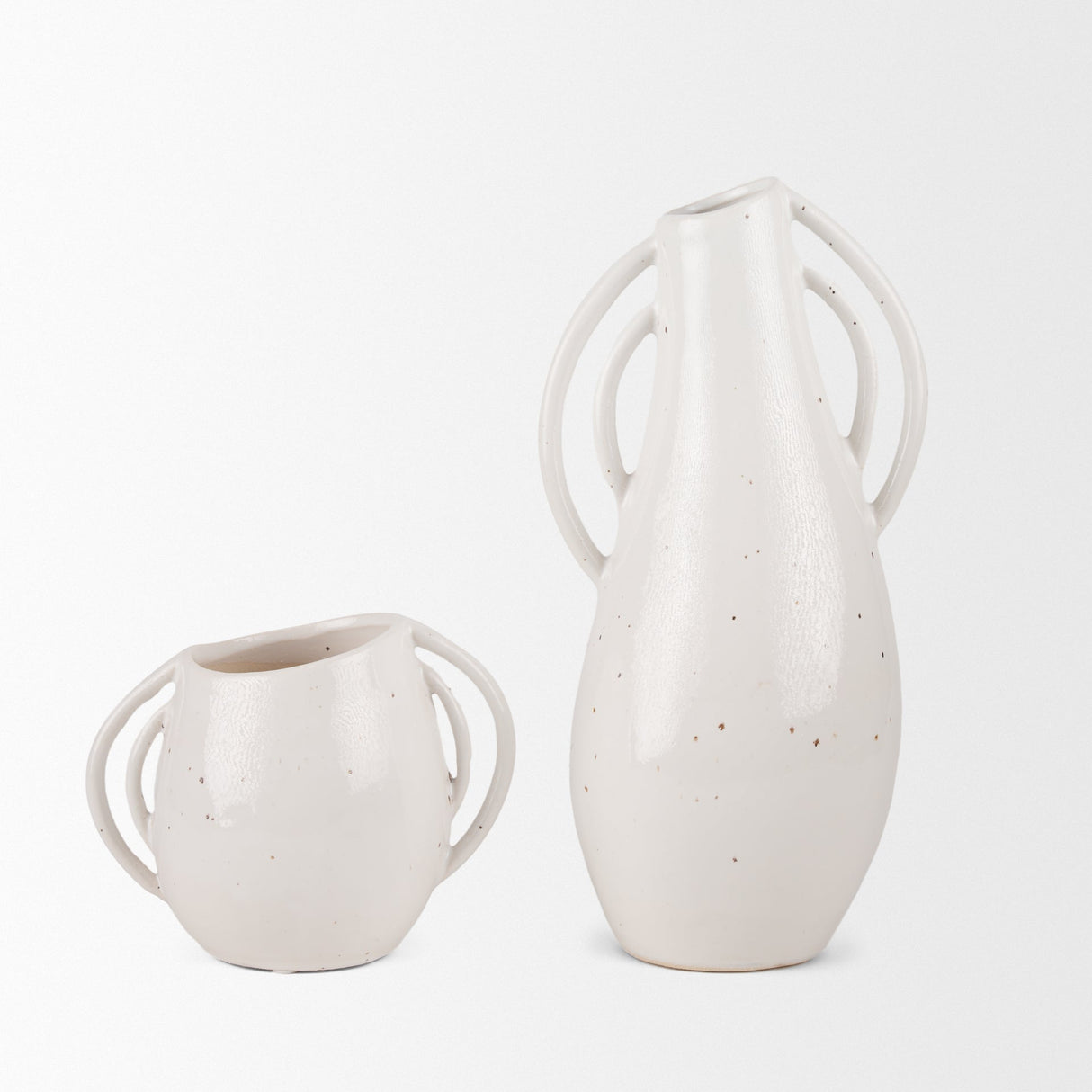 Urvi Tall Off White Speckled Asymmetrical Ceramic Vase by Mercana at Eve Furniture