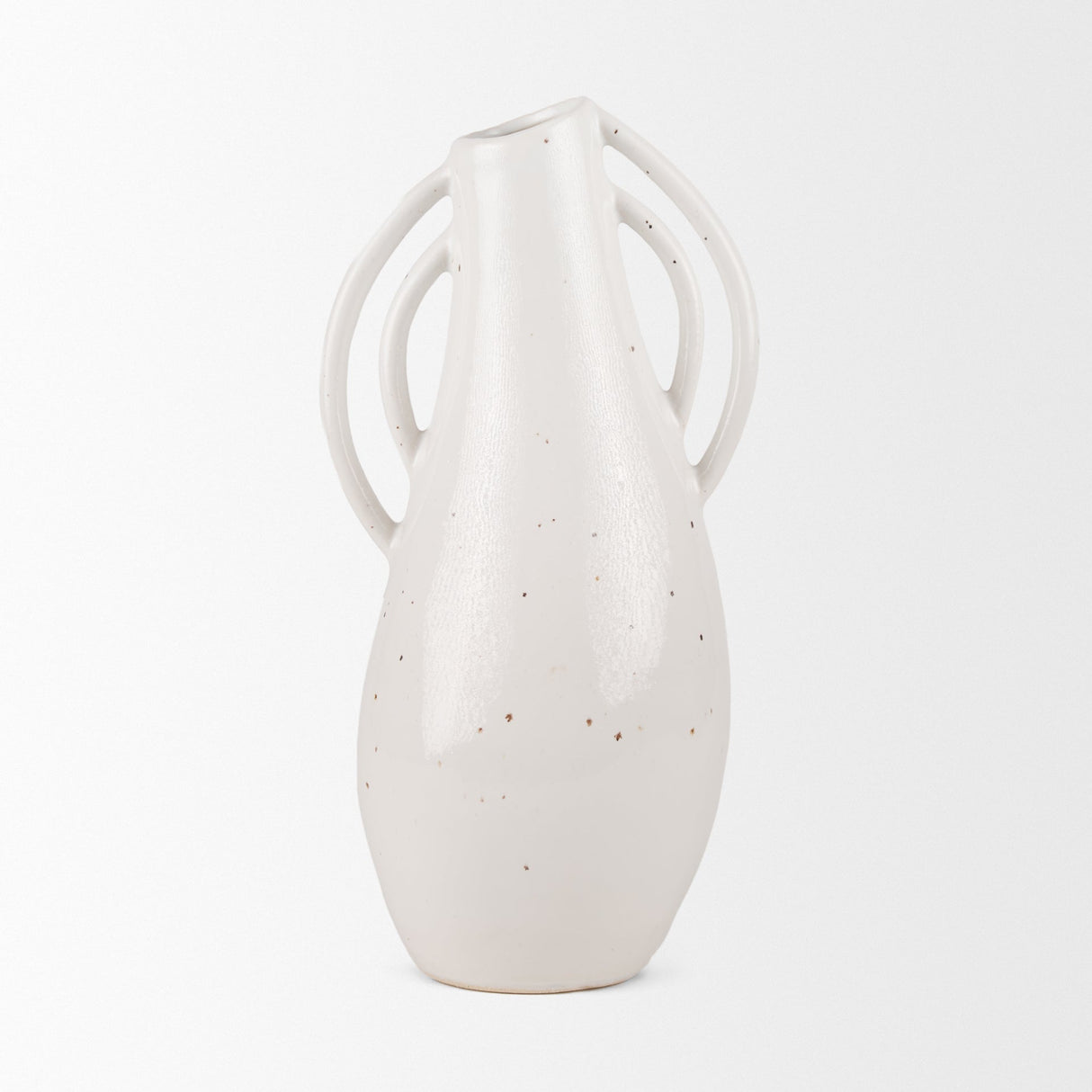 Urvi Tall Off White Speckled Asymmetrical Ceramic Vase by Mercana at Eve Furniture