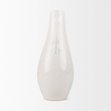 Urvi Tall Off White Speckled Asymmetrical Ceramic Vase by Mercana at Eve Furniture